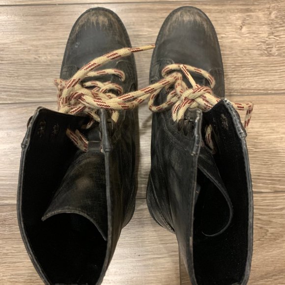 Zara Black Distressed Lace-up Combat Boots - Picture 4 of 5